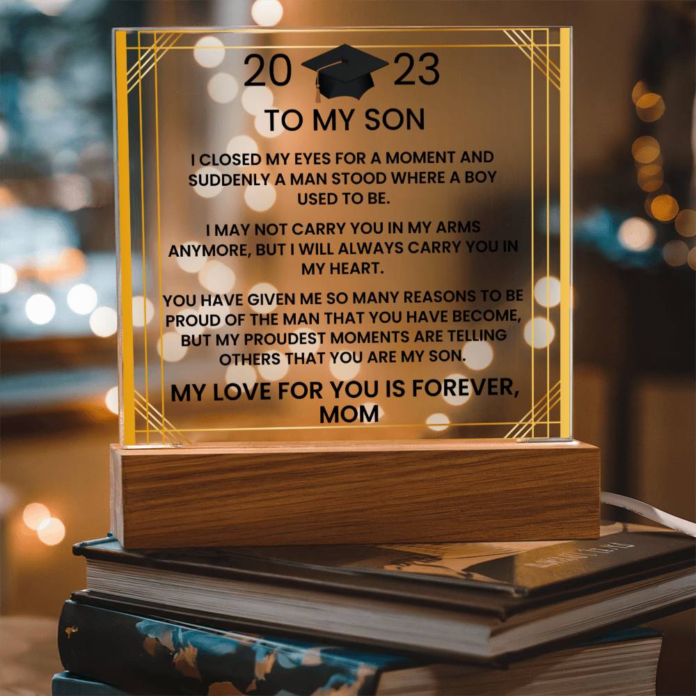 To My Son - Closed My Eyes For A Moment - Acrylic Square Plaque