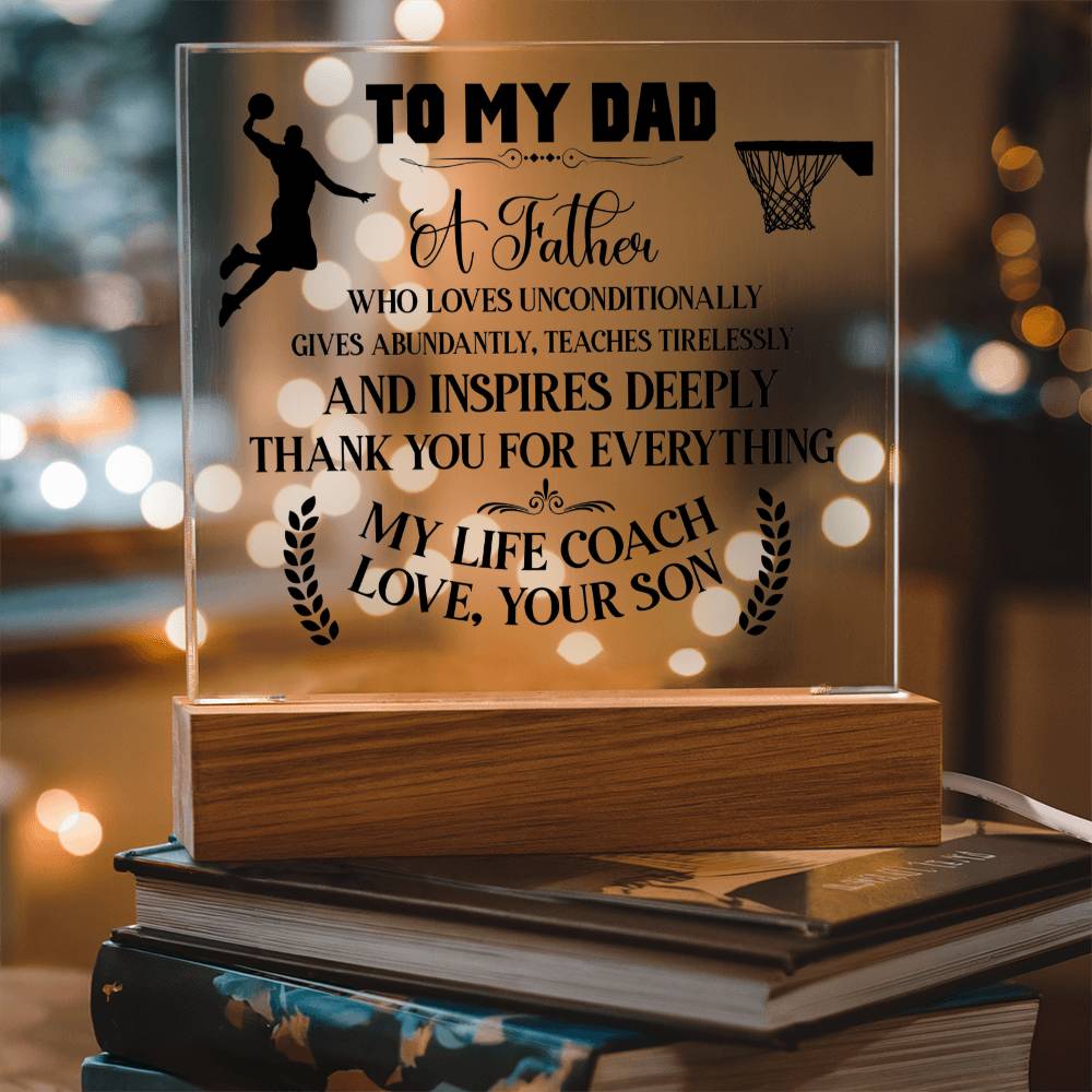 Gift For Dad - Basketball Dad - Acrylic Square Plaque