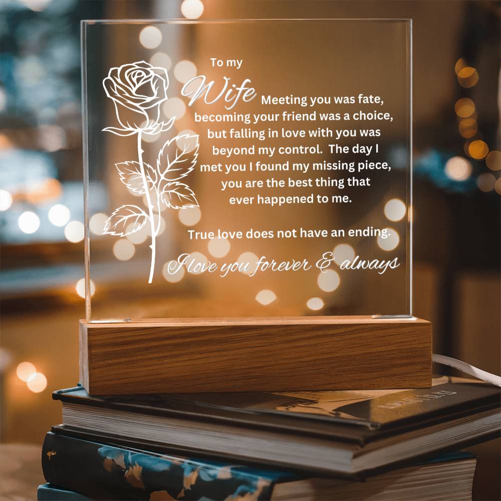 To My Wife - Meeting You Was Fate - Acrylic Square Plaque