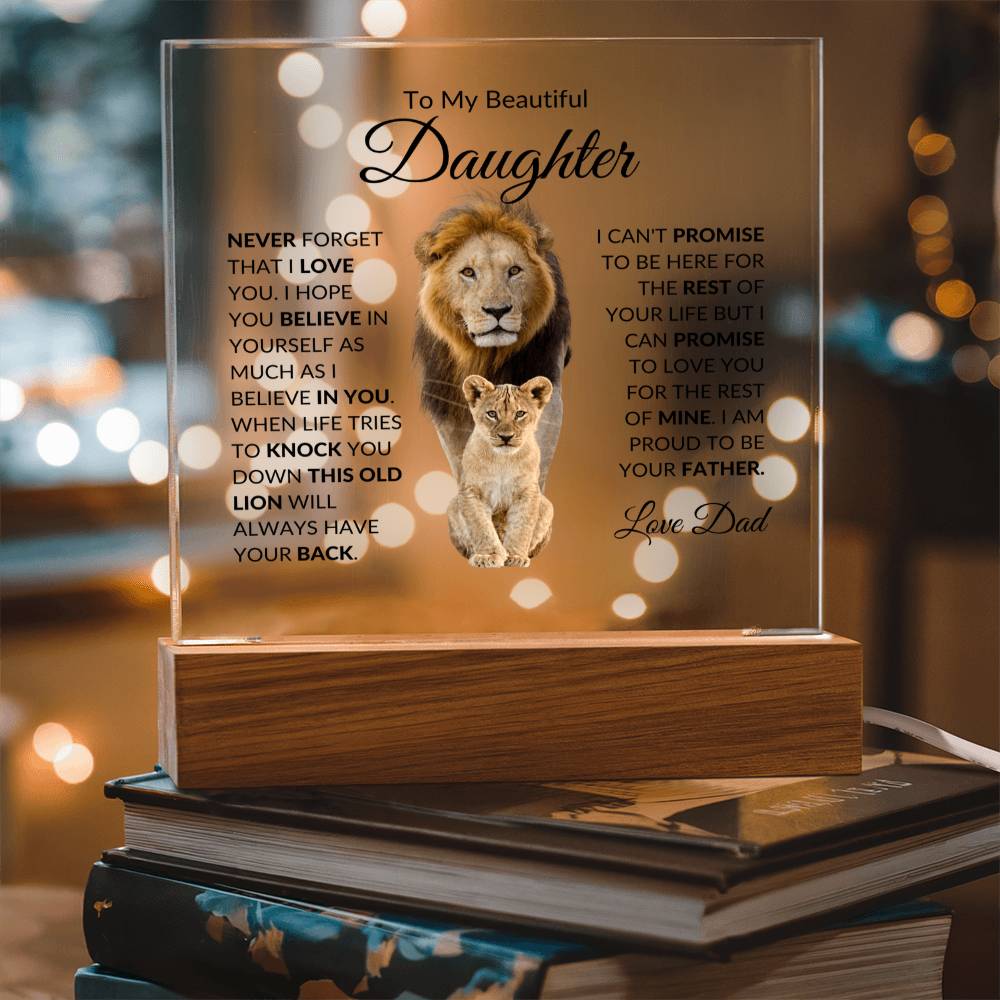 To My Beautiful Daughter - This Old Lion Always Have Your Back - Acrylic Square Plaque