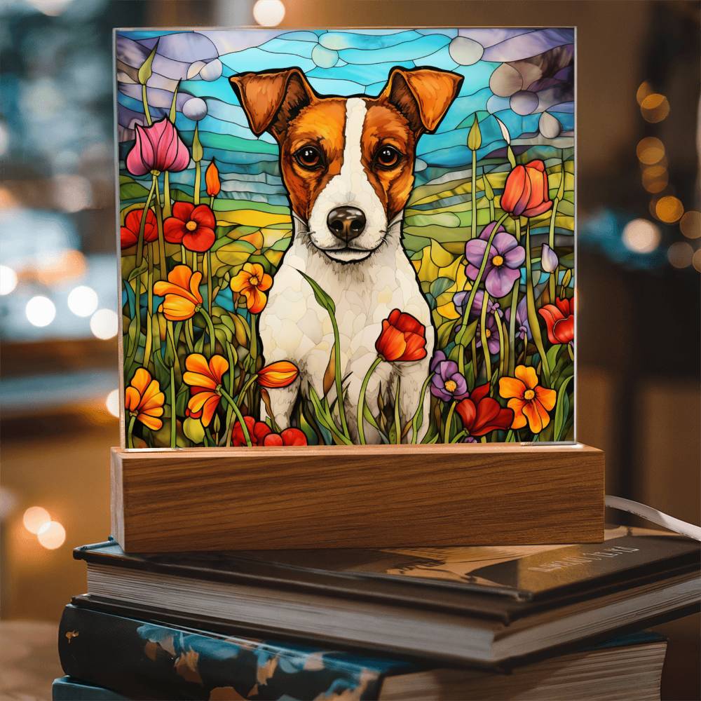 Jack Russell Faux Stained Glass Acrylic Plaque Gift for Dog Person Decoration Gift - Acrylic Square Plaque