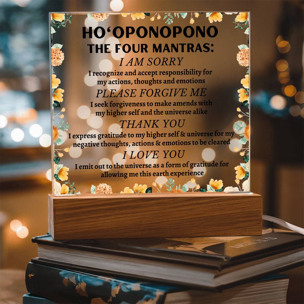 Ho'oponopono Floral - Please Forgive Me - Acrylic Square Plaque