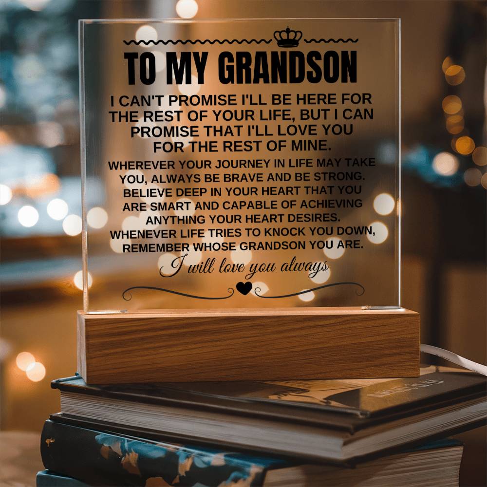 To My Grandson - Remember Whose Grandson You Are - Acrylic Square  Plaque