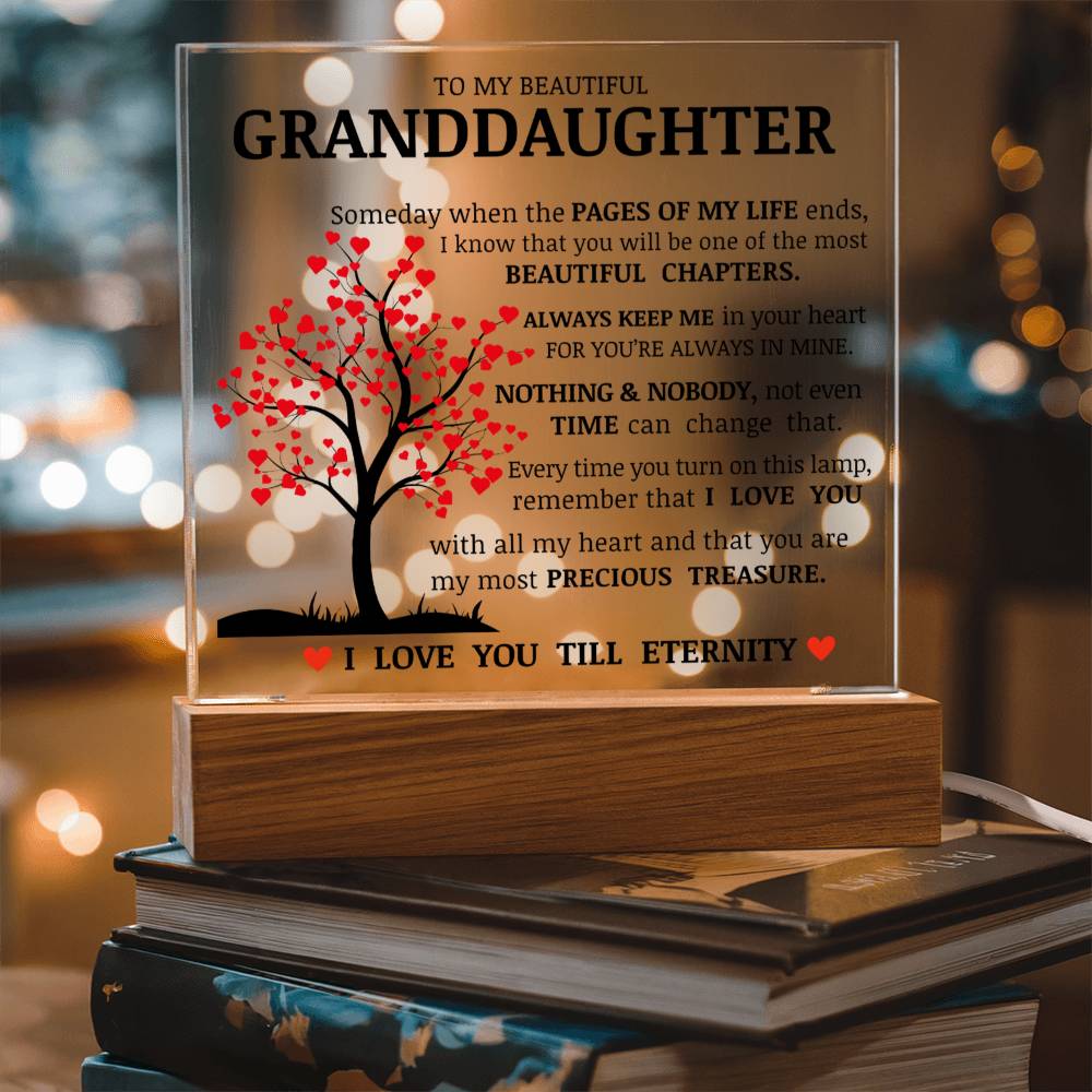 To My Beautiful Granddaughter - Pages Of My Life - Acrylic Square Plaque