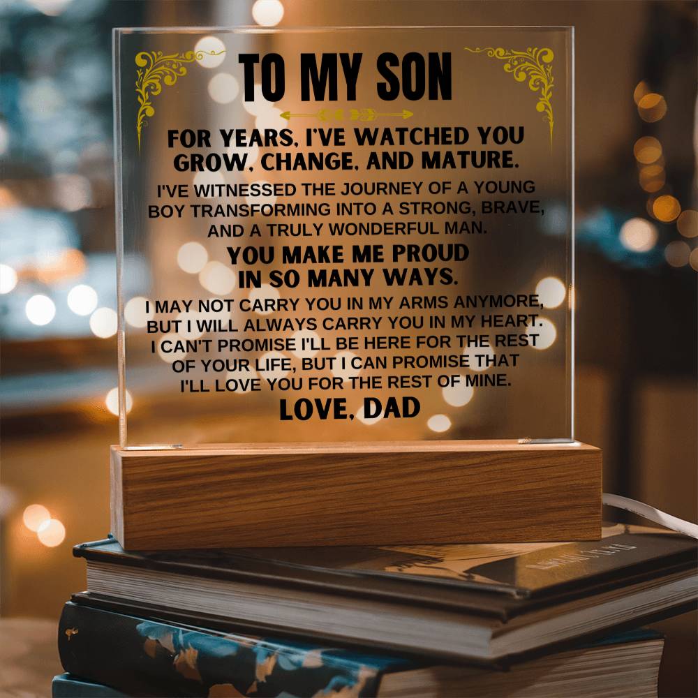 Unique Gift for Son from Dad - You Make Me Proud - Acrylic Square Plaque
