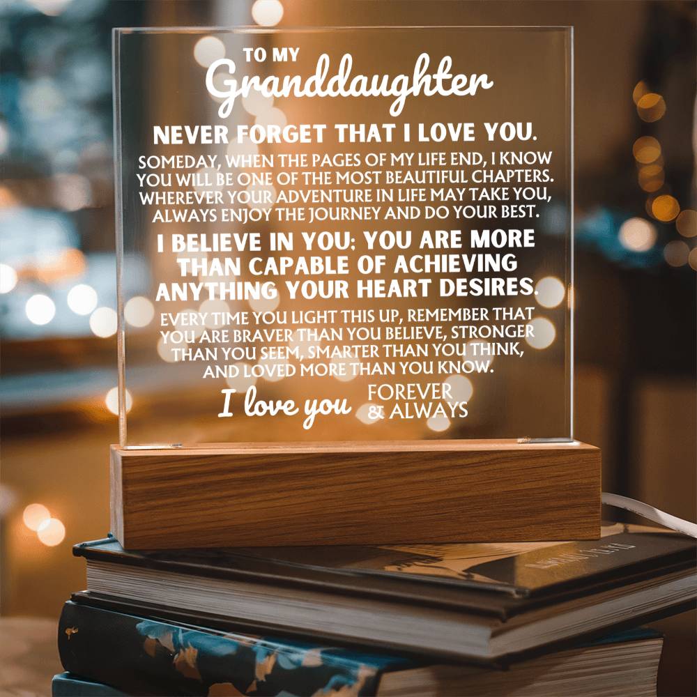 To My Granddaughter - I Believe In You - Acrylic Square Plaque