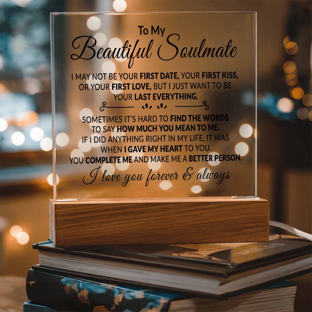 To My Soulmate - You Complete Me - Acrylic Square Plaque