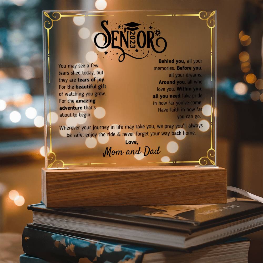 Gift for Graduation 2023 -The Beautiful Gift Love, Mom and Dad - Acrylic Square Plaque