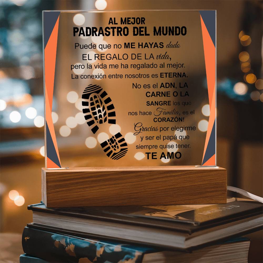 Placa Acrilica Cuadrada - Al Mejor Padrastro del Mundo - Acrylic Square Plaque