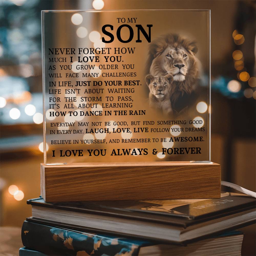 To My Son - Learning How To Dance In The Rain - Acrylic Square Plaque