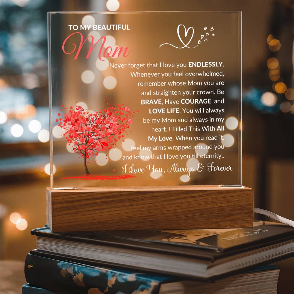 To My Mom - Always In My Heart  - Acrylic Square Plaque