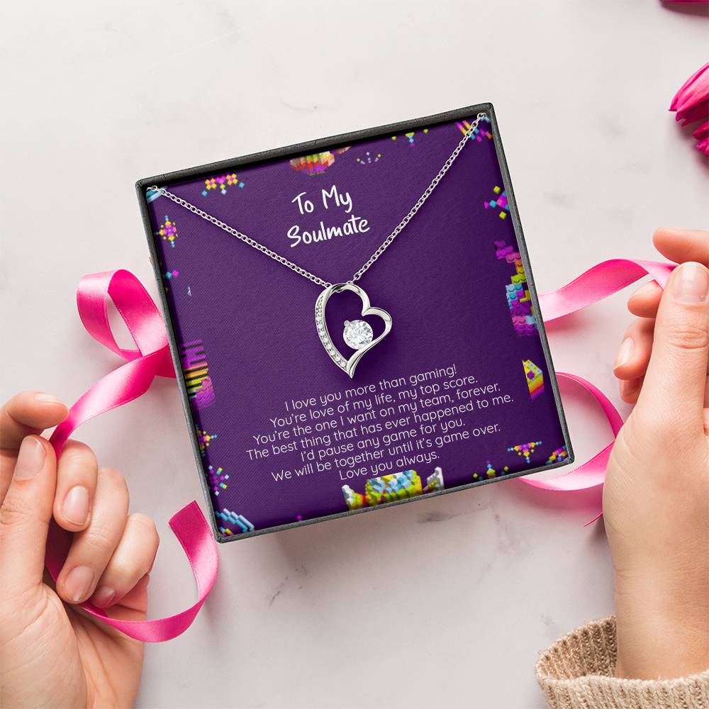 I Love You More Than Gaming Cz Crystal Pendant 14k White Gold Finish Or 18k Yellow Gold Finish Forever Love Necklace