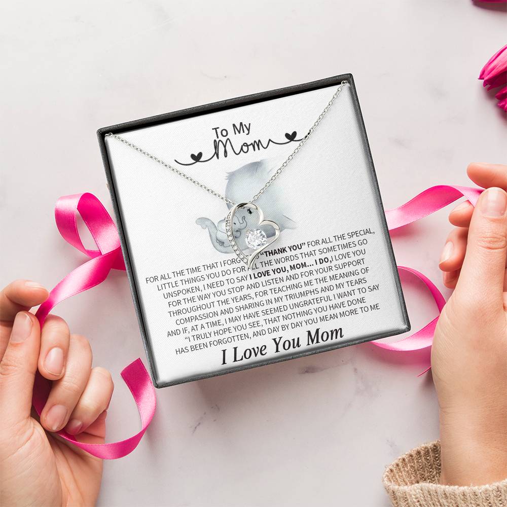 Gift To My Mom Thank You Mom Moms Birthday Valentines Gift To My Mother Mom Necklace To My Mom Necklace To My Mom Mom Birthday Forever Love Necklace