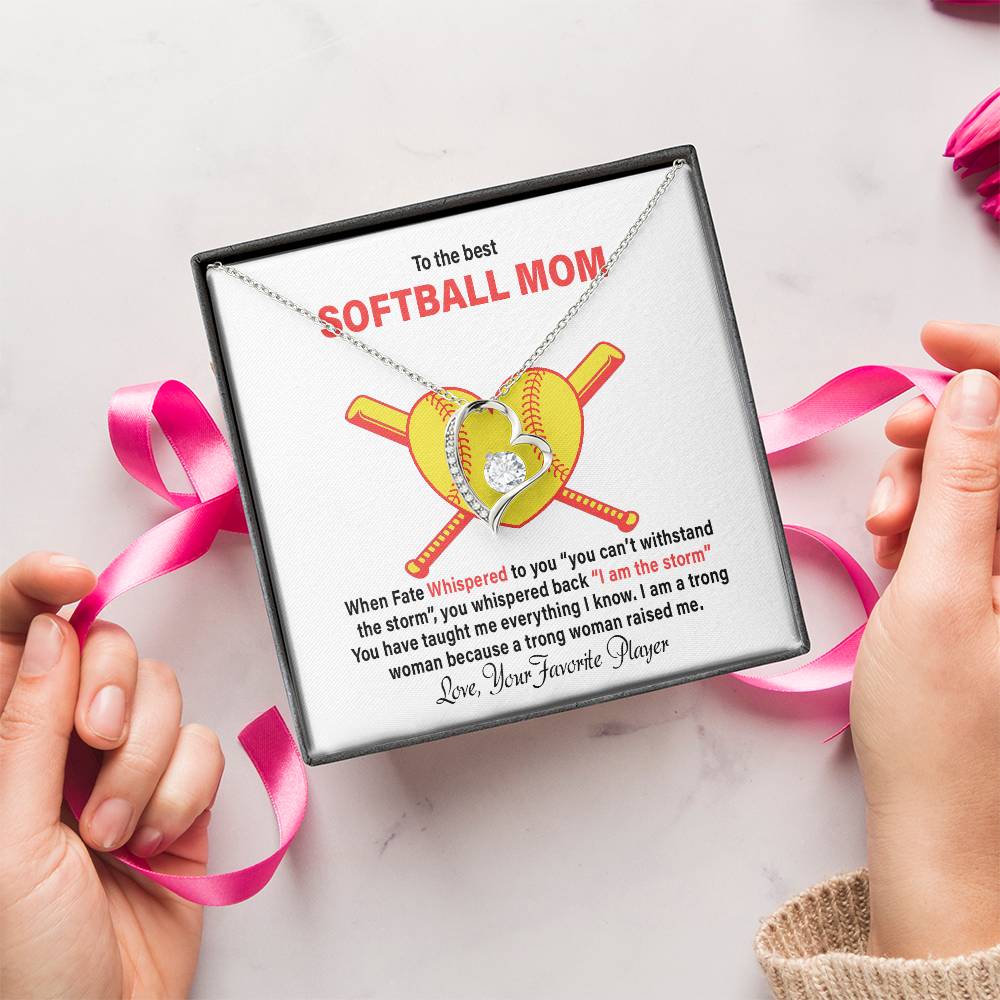 To The Best Softball Mom Mother's Day Gift Forever Love Necklace