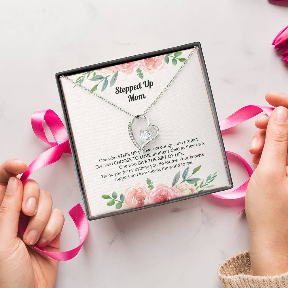 Stepped Up Mom Gift Special Message Card Custom Step Mom Necklace Gift Ss123 1 Forever Love Necklace