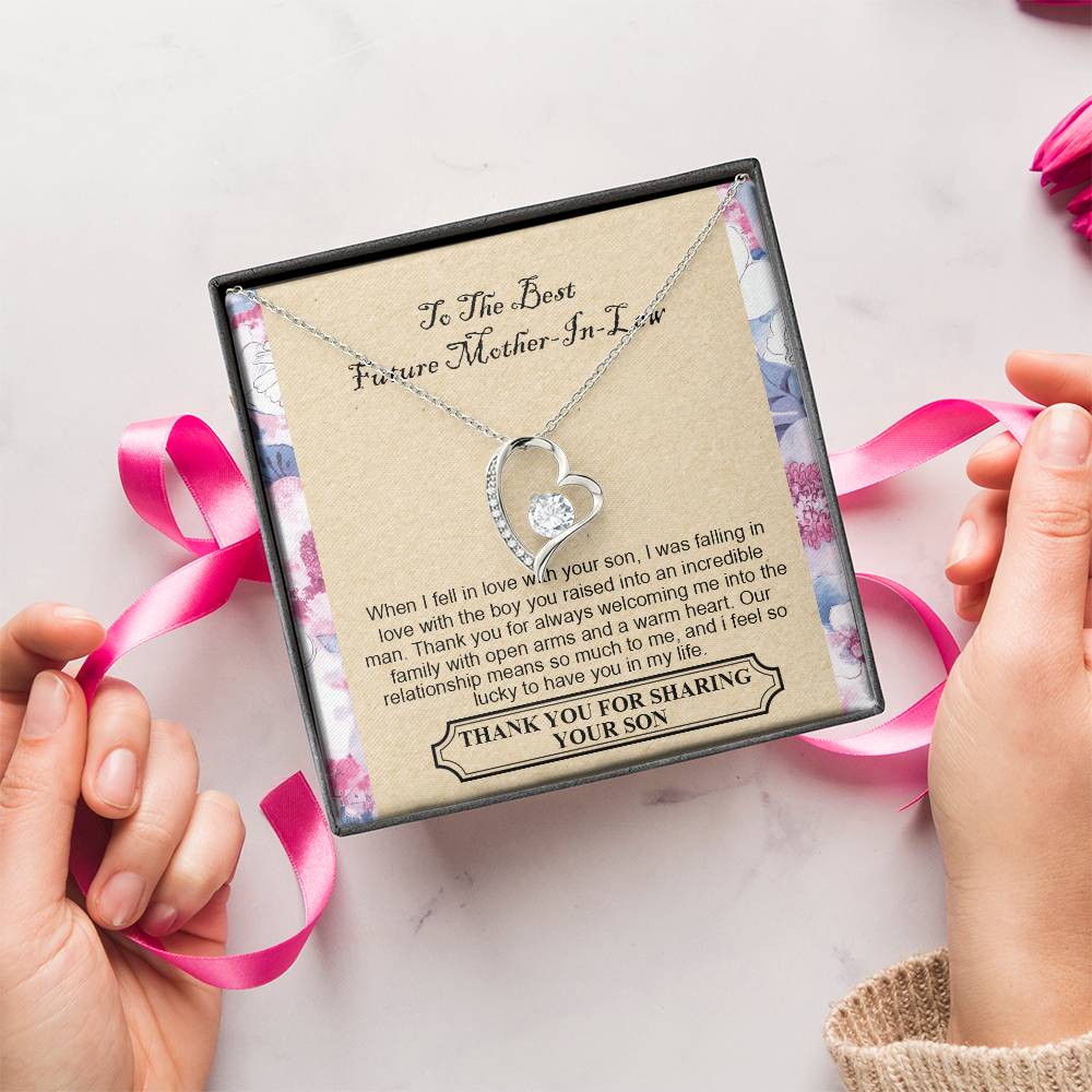 To The Best Future Mother-In-Law - Thank You For Always Welcoming Me Into The Family With Open Arms And A Warm Heart Forever Love Necklace