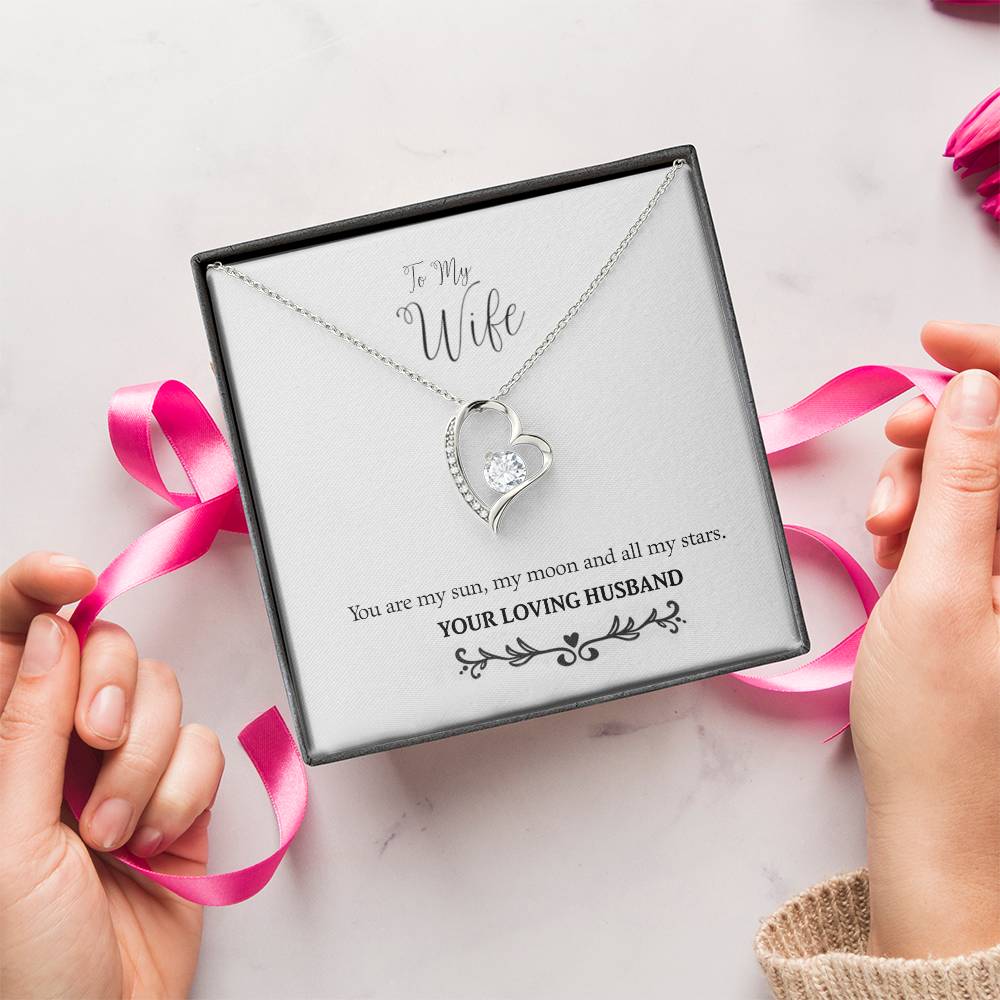 To My Wife My Sun Moon And Stars 925 Sterling Silver Pendant 1 Forever Love Necklace