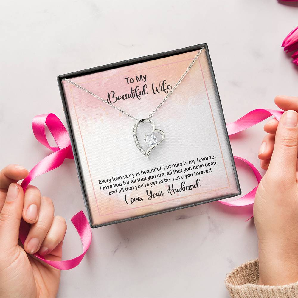 To My Beautiful Wife Happy Anniversary Forever Love Necklace