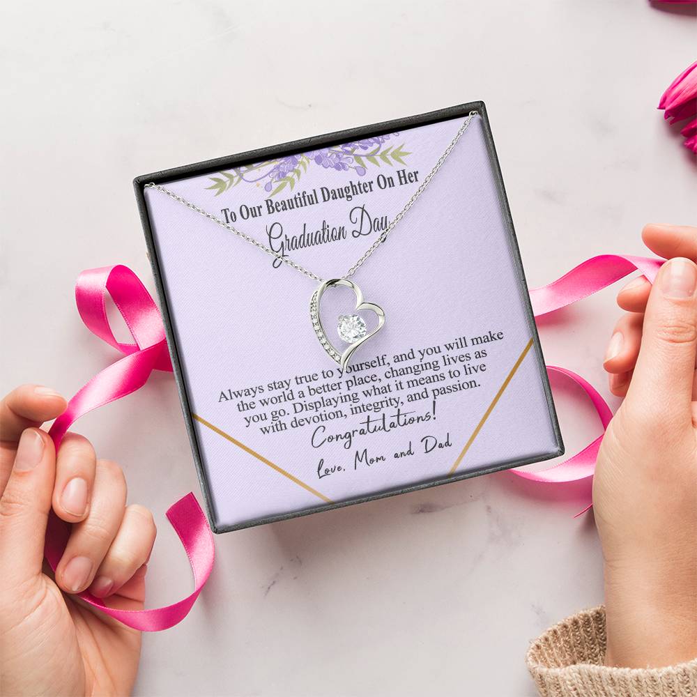 Class Of 2022 Graduation Message Card Necklace For Daughter Forever Love Necklace
