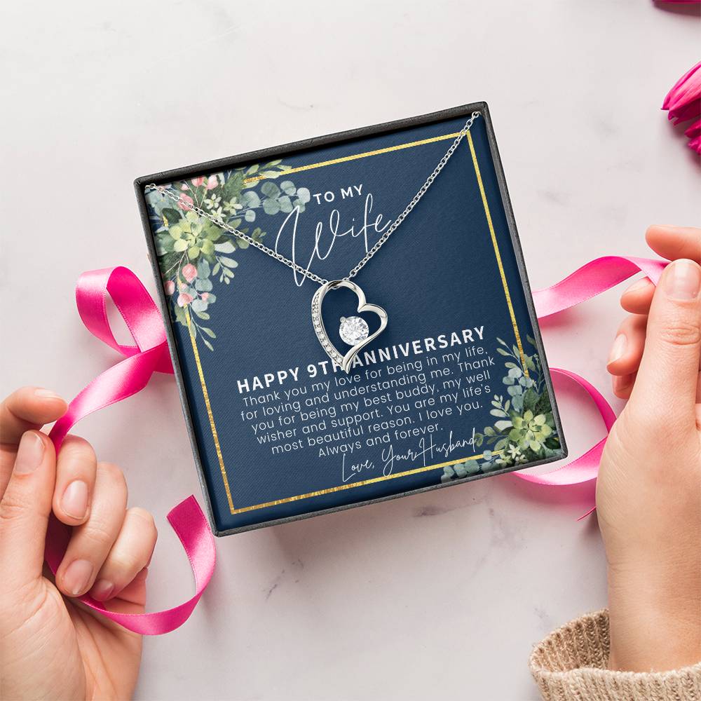 9 Year Anniversary Gift For Wife 9th Anniversary Gifts 9 Year Wedding Anniversary Gift Ideas 9th Wedding Anniversary Gift For Forever Love Necklace