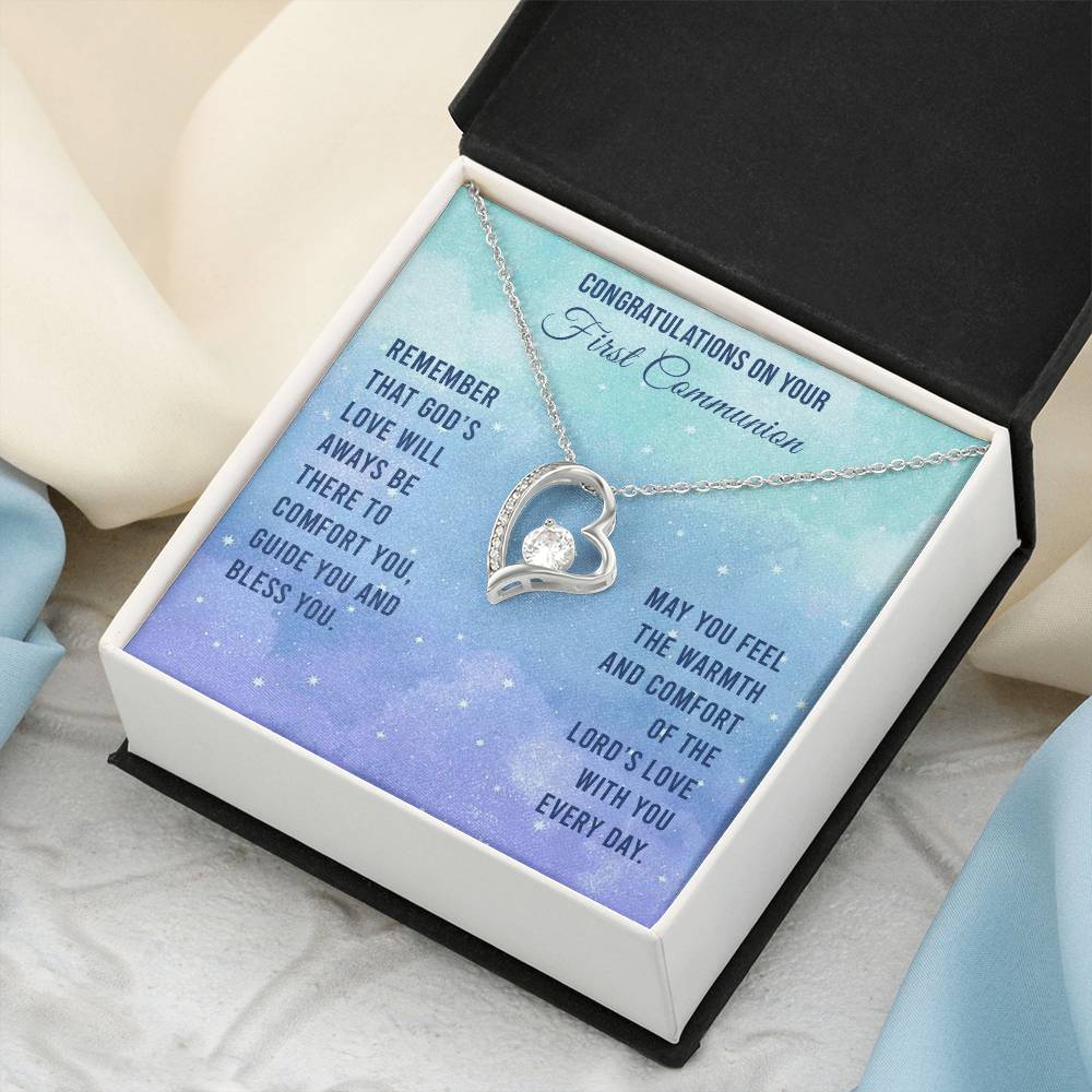 Congratulations On Your First Communion Remember That God's Love Will Aways Be There To Comfort You Guide You And Bless Necklace Forever Love Necklace