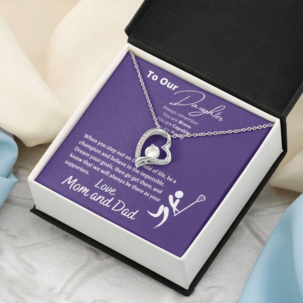 To Our Lacrosse Crazy Daughter - To Our Daughter Necklace From Mom And Dad Gift For Daughter Forever Love Necklace