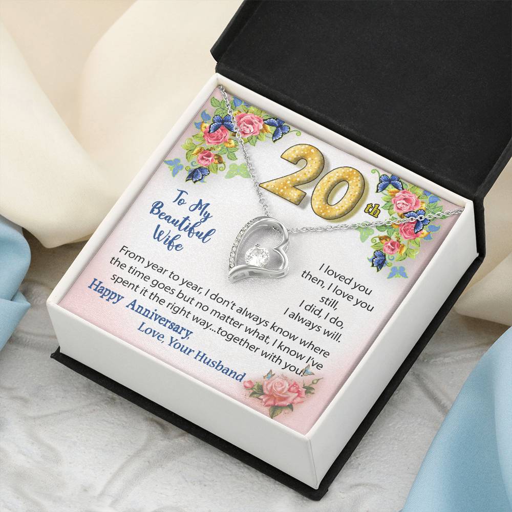 20th Anniversary Gift Heart Necklace For Wife Forever Love Necklace