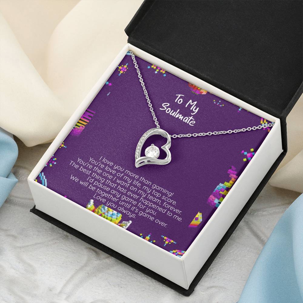 I Love You More Than Gaming Cz Crystal Pendant 14k White Gold Finish Or 18k Yellow Gold Finish Forever Love Necklace