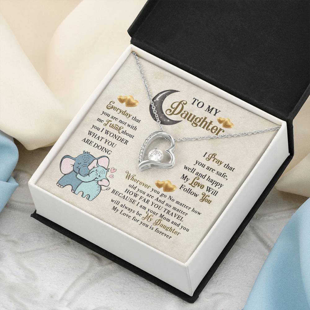 To My Daughter Elephant Mom Birthday Gift - To My Wonderful Mom - Elephant Mother Daughter Songift To Mom Forever Love Necklace
