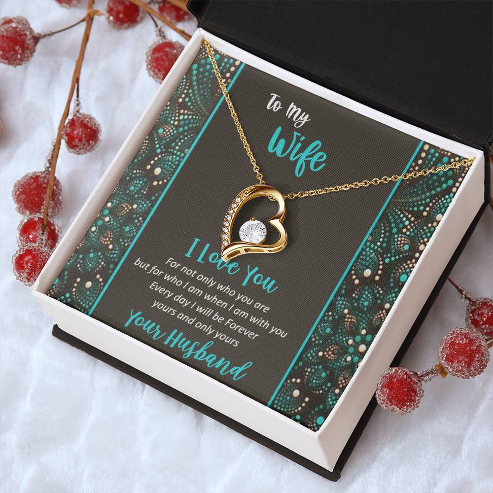 To My Wife - I Love You - 925 Sterling Silver Pendant Forever Love Necklace
