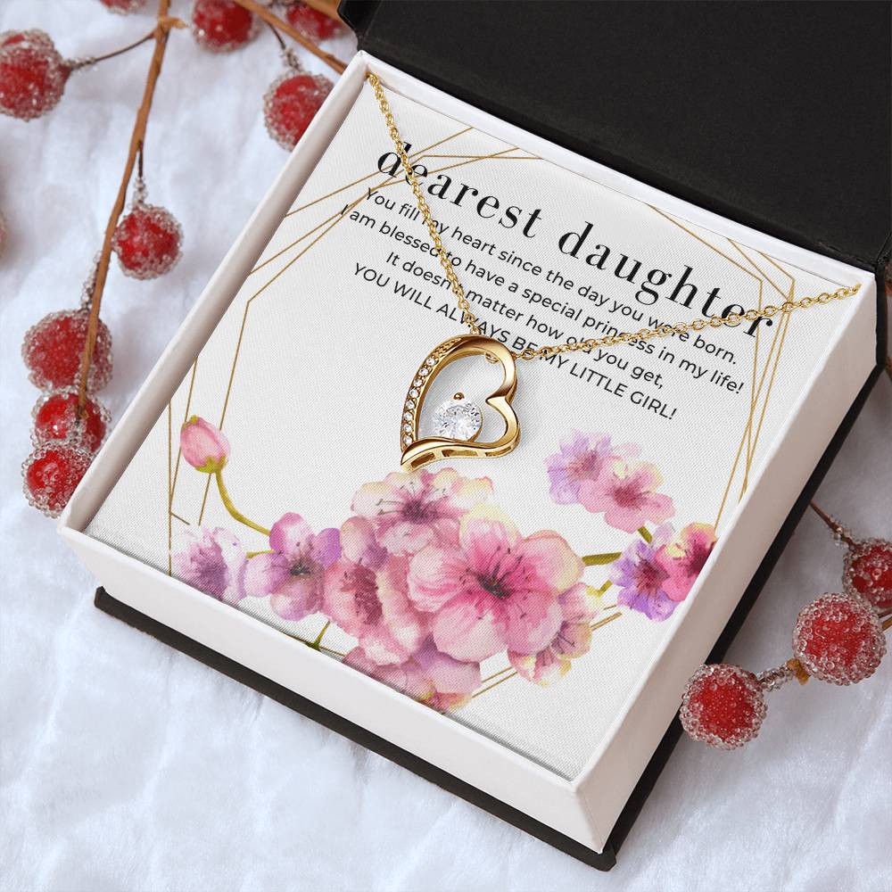 Dearest Daughter Open Heart Pendant Necklace Forever Love Necklace