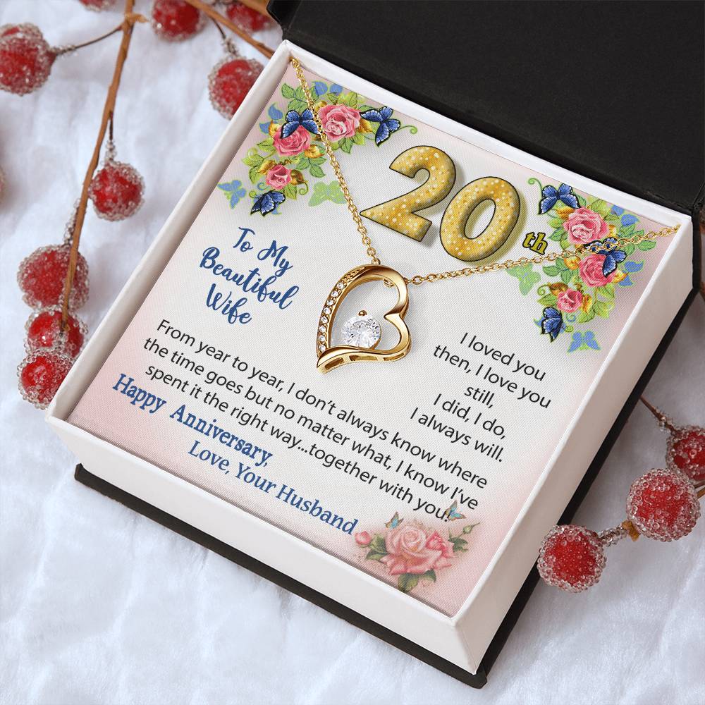 20th Anniversary Gift Heart Necklace For Wife Forever Love Necklace