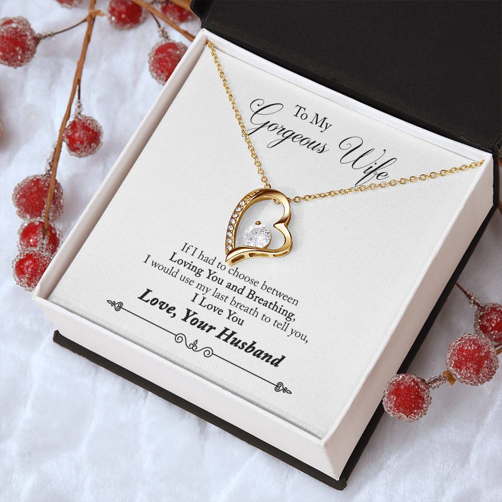 To My Gorgeous Wife I Would Use My Last Breath To Tell You I Love You Necklace Gift From Husband To Wife Birthday Gift For Forever Love Necklace