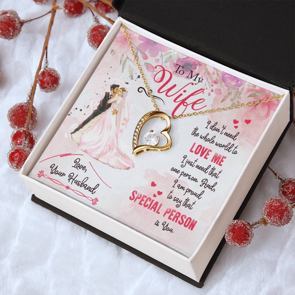 To My Wife Necklace Love Your Husband Anniversary Birthday Valentine's Day Gifts For Lineman's Wife Lineman's Wife Gifts Forever Love Necklace