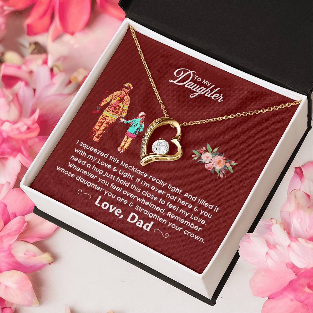 Firefighter's Daughter Gift For Daughter From Firefighter Dad Firefighter Daughter Necklace Forever Love Necklace