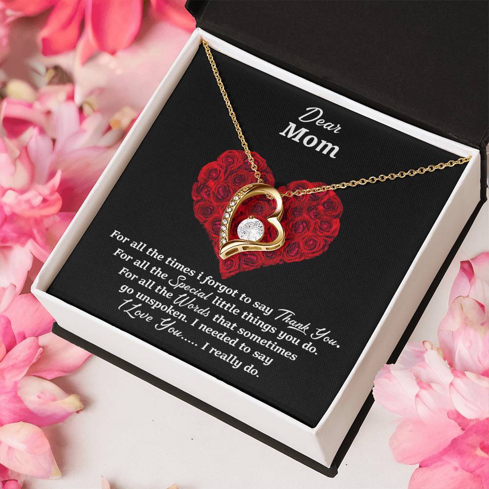 Thank You Mom Mothers Day Gift Forever Love Necklace