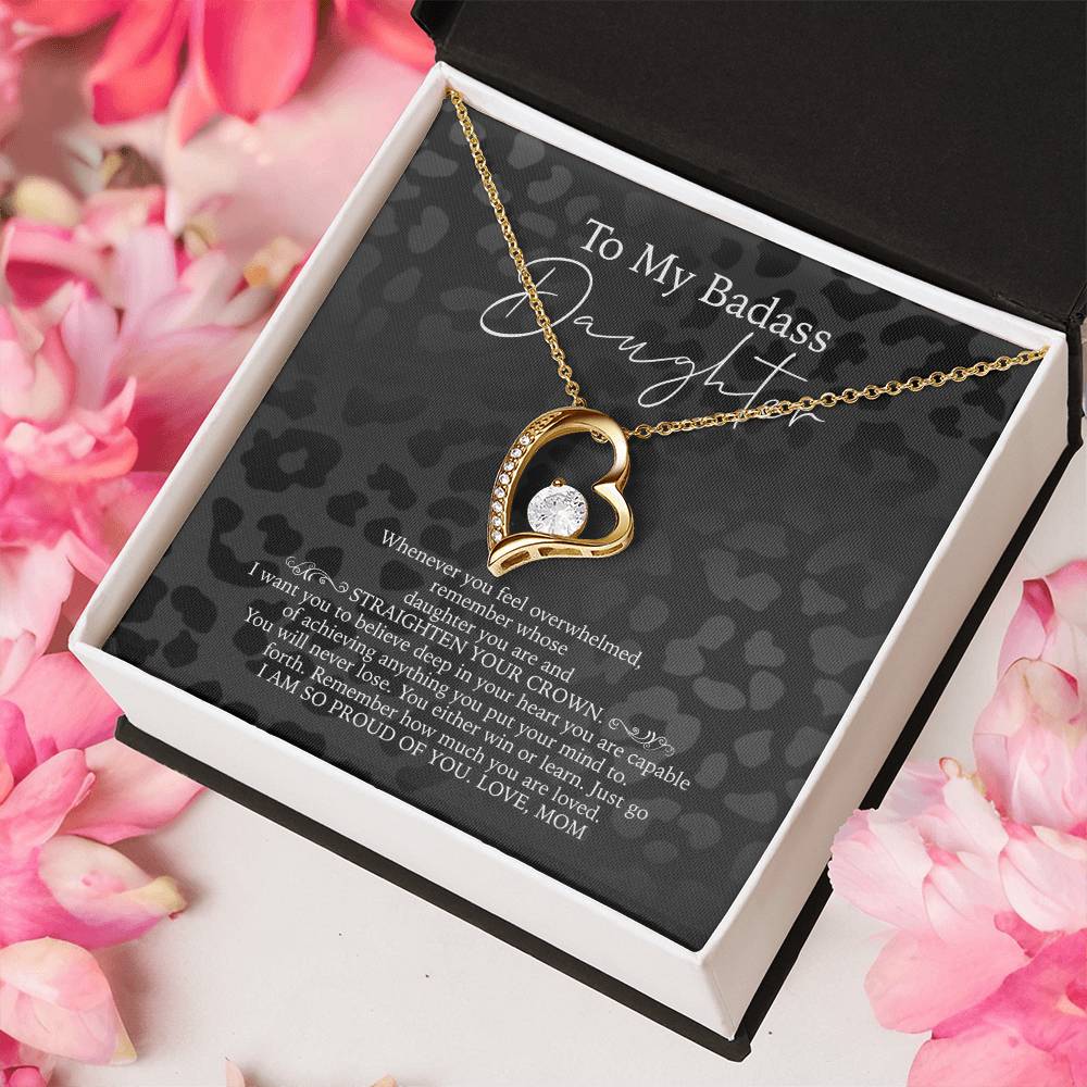 To My Badass Daughter Necklace From Mom 21St Birthday Daughter Gift - Daughter Gift Necklace Daughter Birthday Gift Gift For Daughter Daughter Forever Love Necklace
