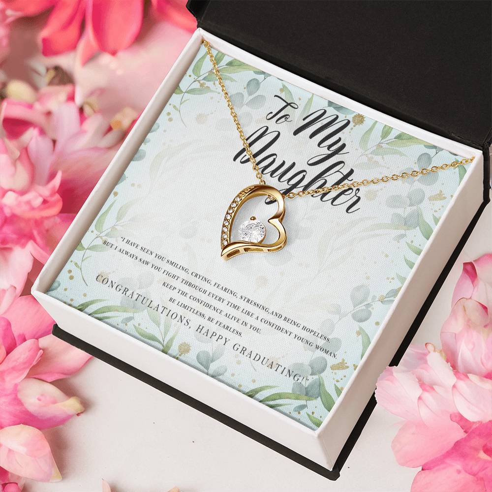 Graduation Gift For Daughter White Gold Heart Necklace Forever Love Necklace