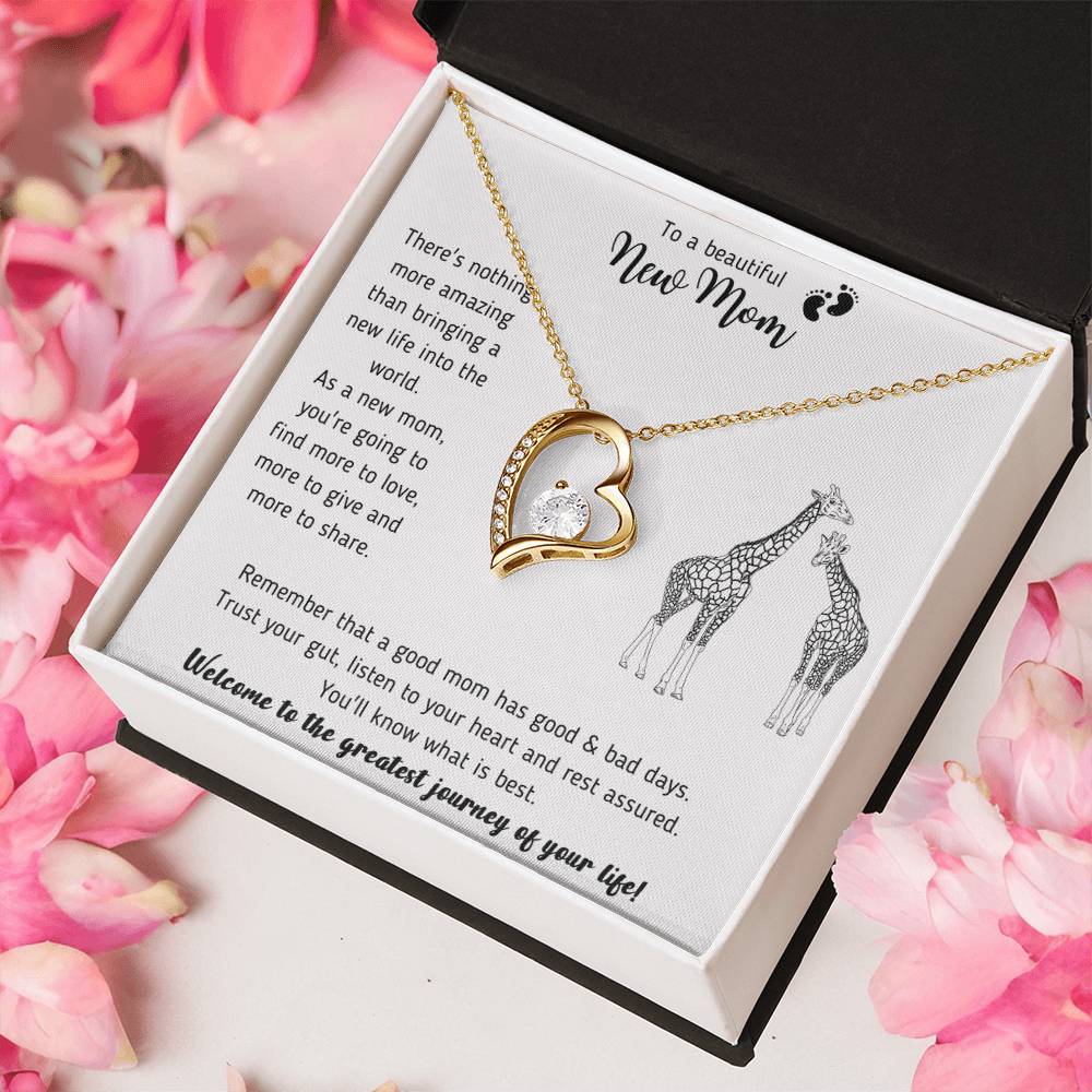 The Most Meaningful Gift For A New Mom Giraffe Necklace New Mom Mother's Day Gift First Time Mom Gift New Mom Gift Forever Love Necklace