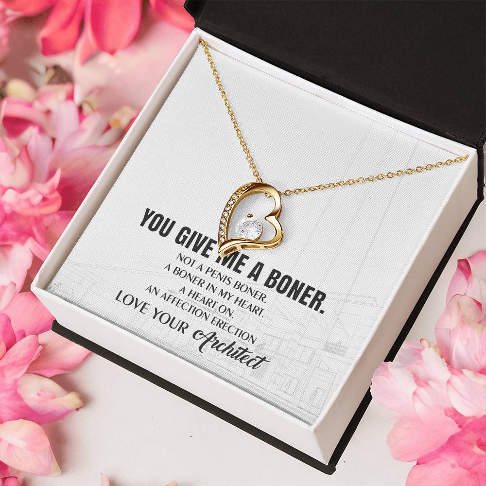 You Give Me A Heart Boner An Affection Erection Funny & Sarcastic Love For Her ♥ Mature Best Funny Gag Gifts For Architect Wife On Special Days Forever Love Necklace
