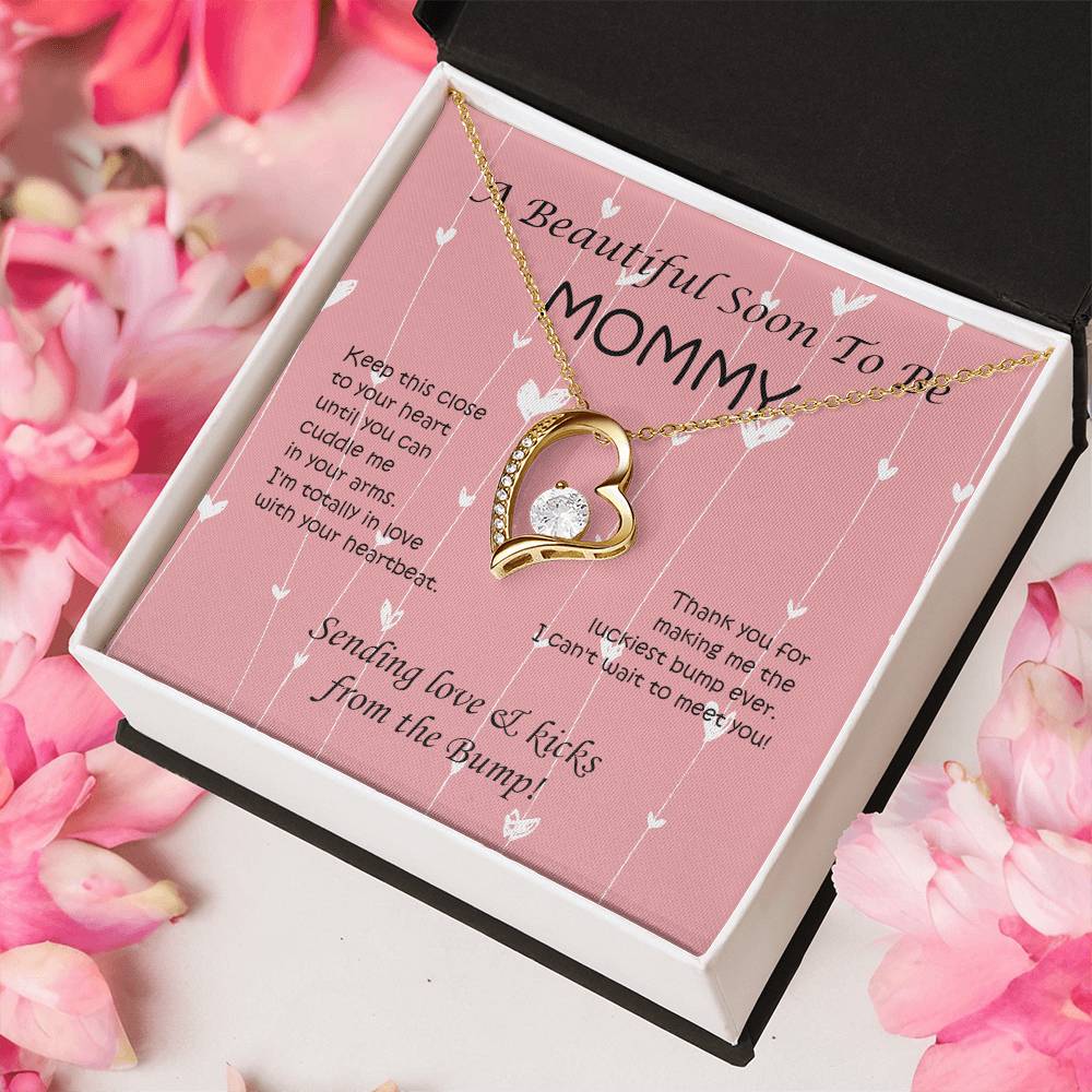 A Beautiful Soon To Be Mommy Heart Necklace Sending Love And Kicks From The Bump 1 Forever Love Necklace