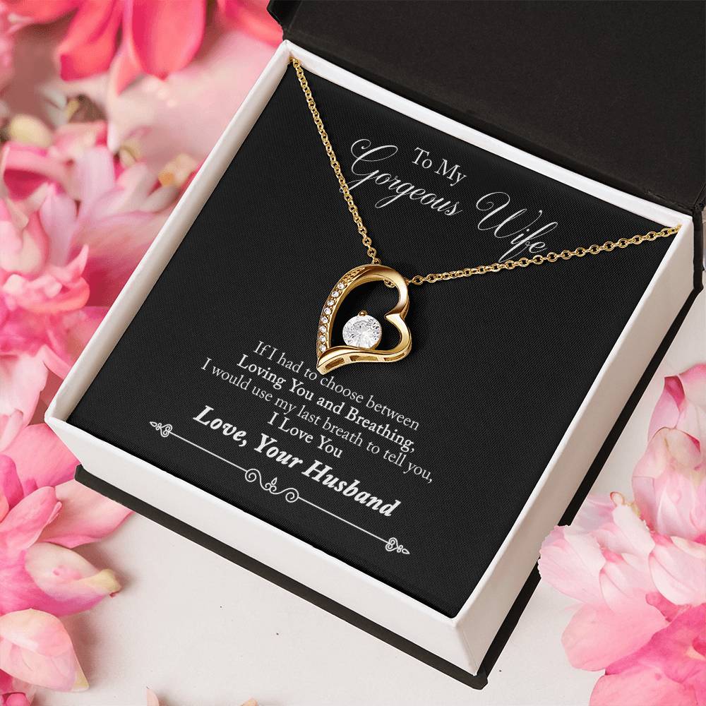 To My Wife Gift 18K Gold Necklace For Birthday Marriage Anniversary Thoughtful Passionate Sentimental Message Affectionate & Heartfelt Gift Idea Forever Love Necklace