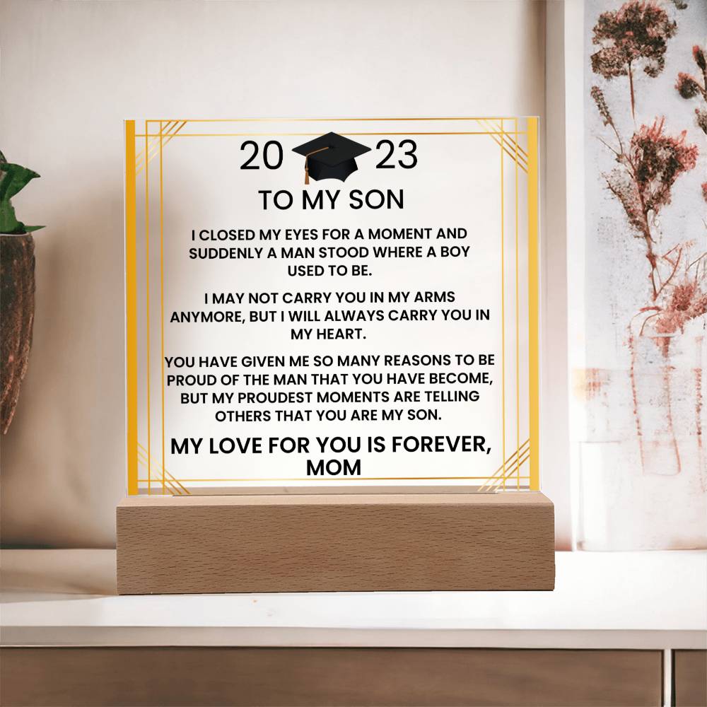To My Son - Closed My Eyes For A Moment - Acrylic Square Plaque