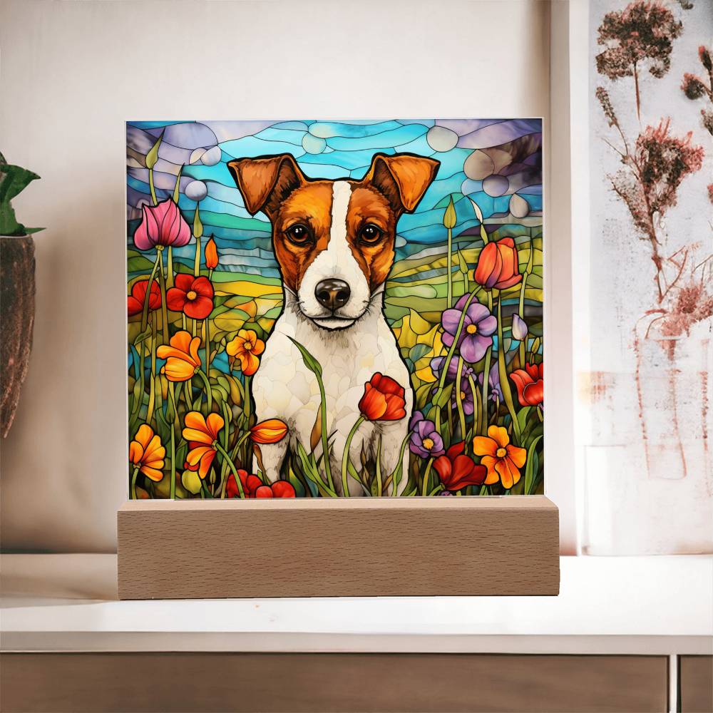 Jack Russell Faux Stained Glass Acrylic Plaque Gift for Dog Person Decoration Gift - Acrylic Square Plaque