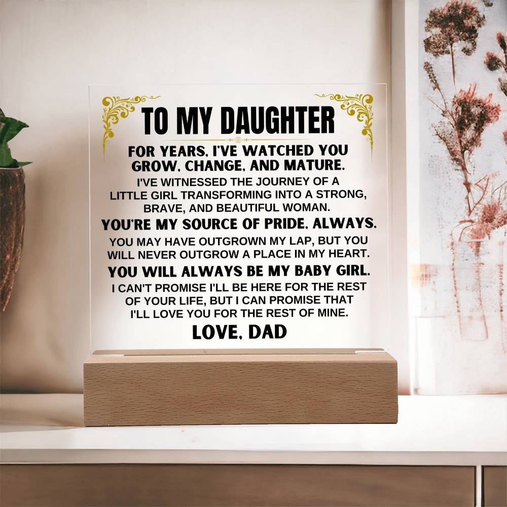 Unique Gift for Daughter from Dad - You're My Source Of Pride - Acrylic Square Plaque
