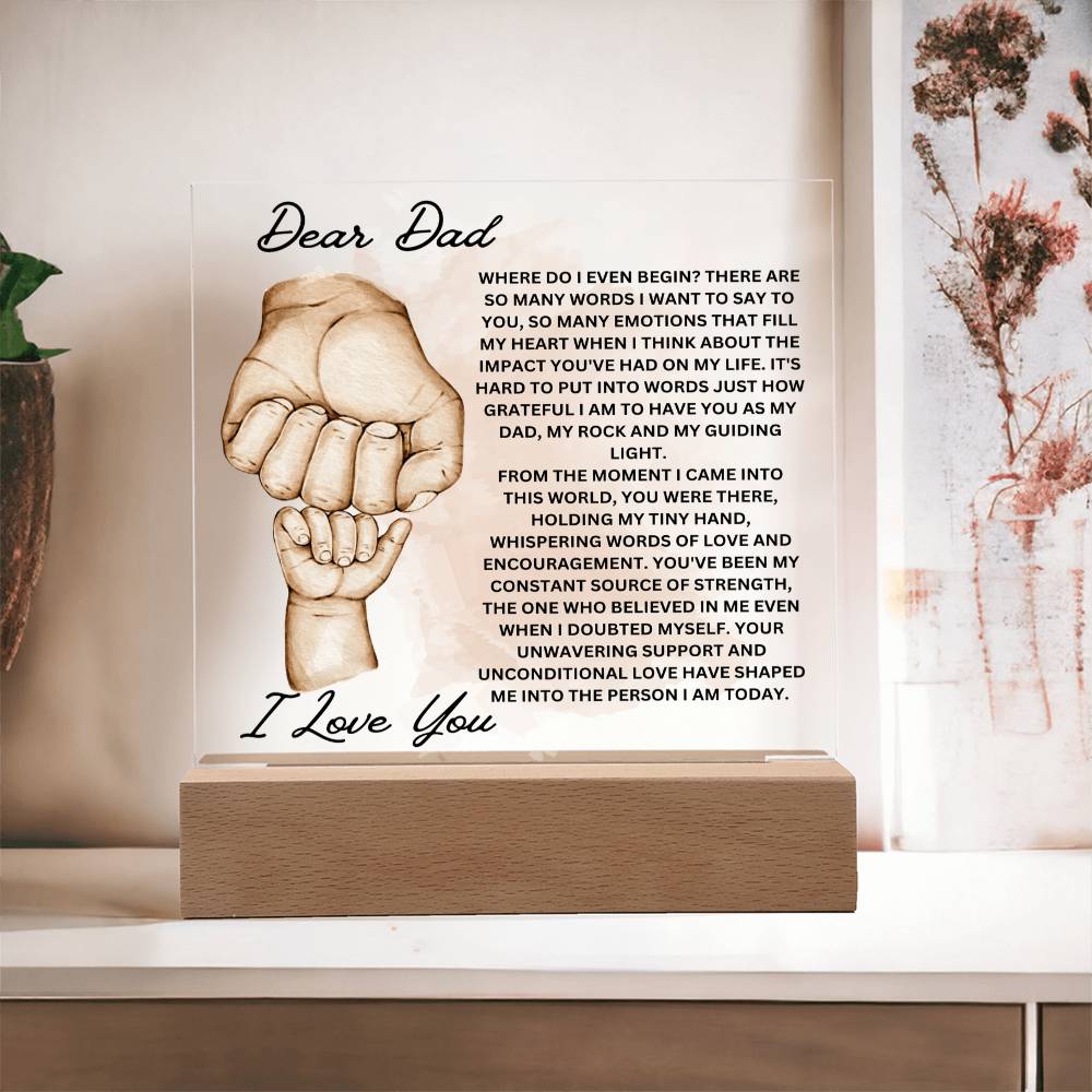 Dear Dad - My Dad, My Rock and My Guiding Light - Acrylic Square Plaque