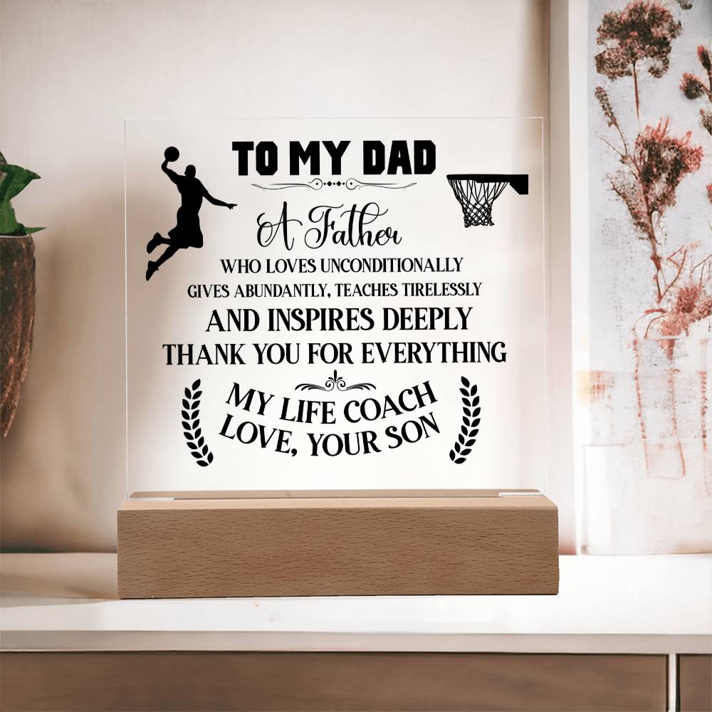 Gift For Dad - Basketball Dad - Acrylic Square Plaque
