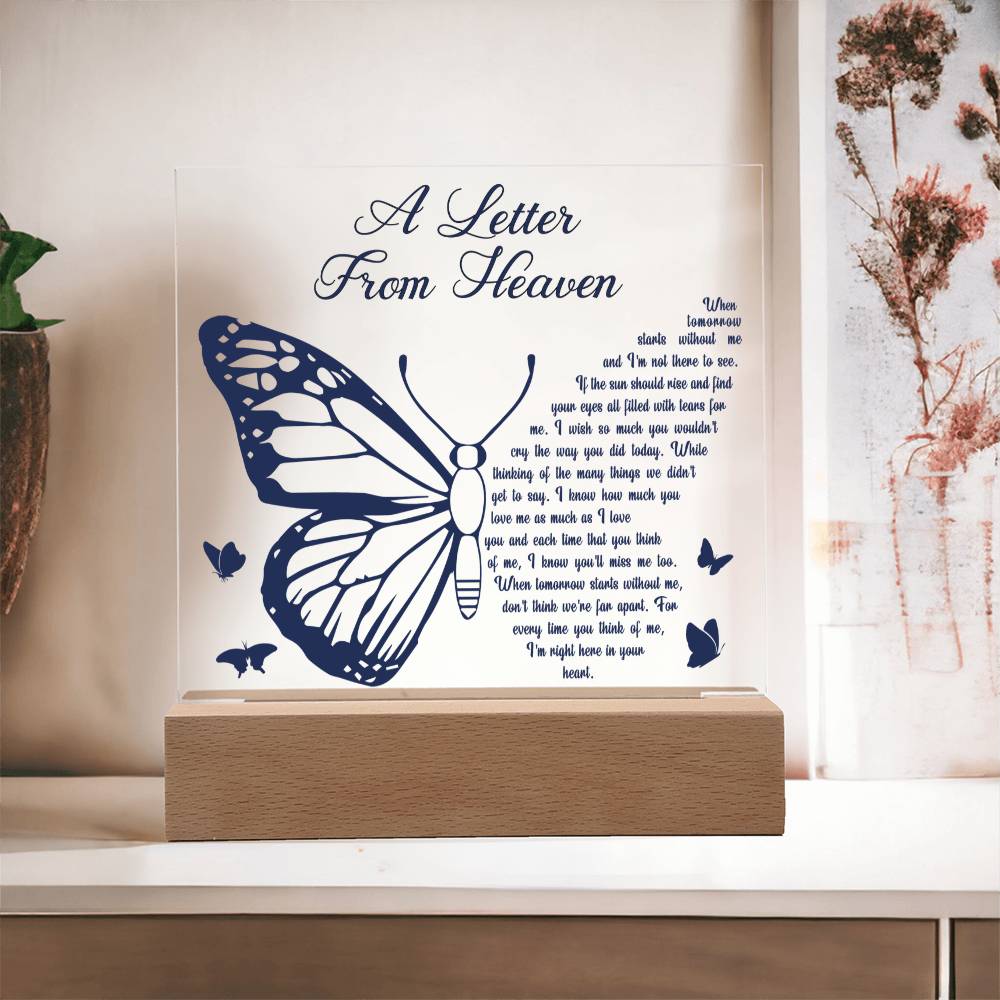 A Letter From Heaven Memorial Gift- Acrylic Square Plaque