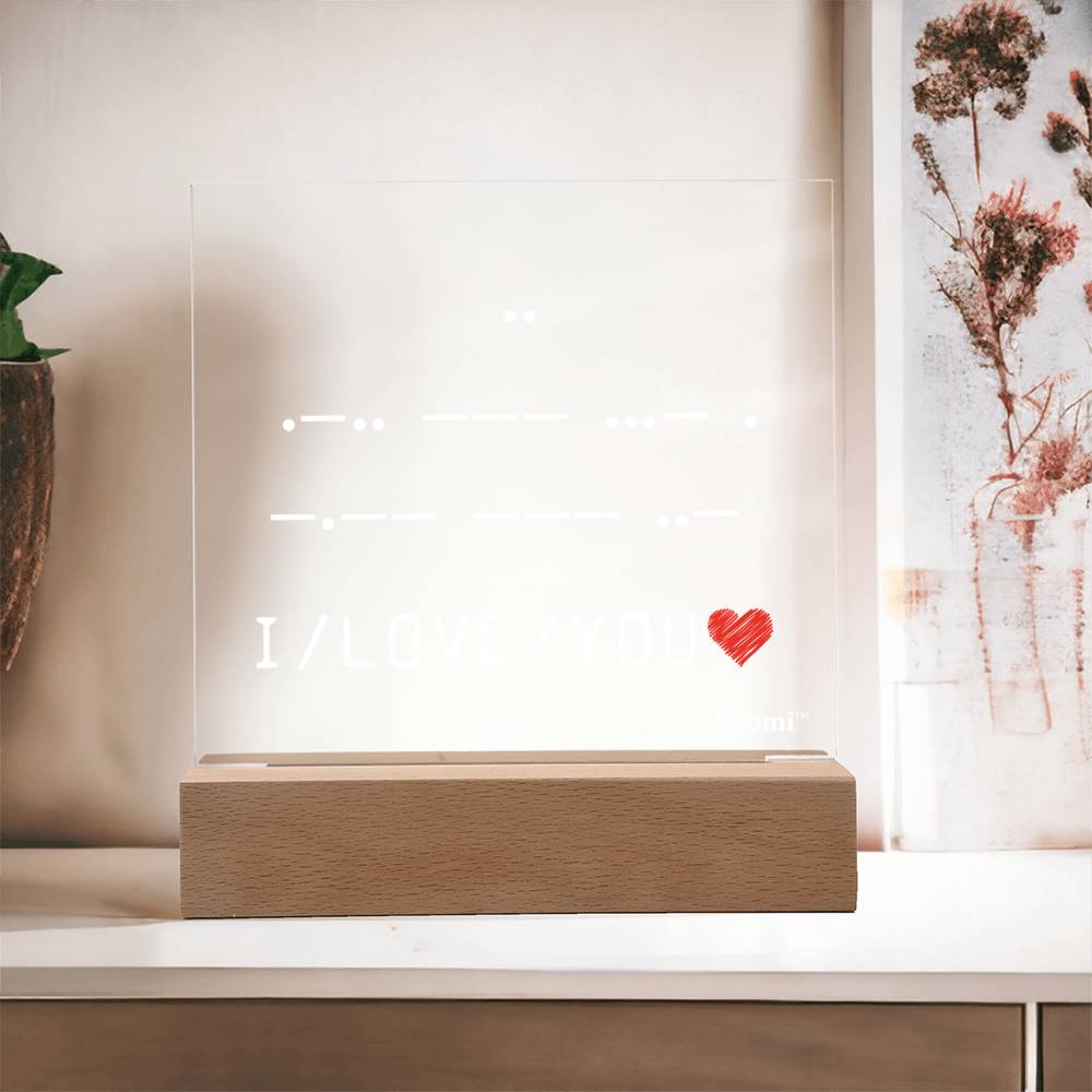 I Love You Morse Code - Acrylic Square Plaque