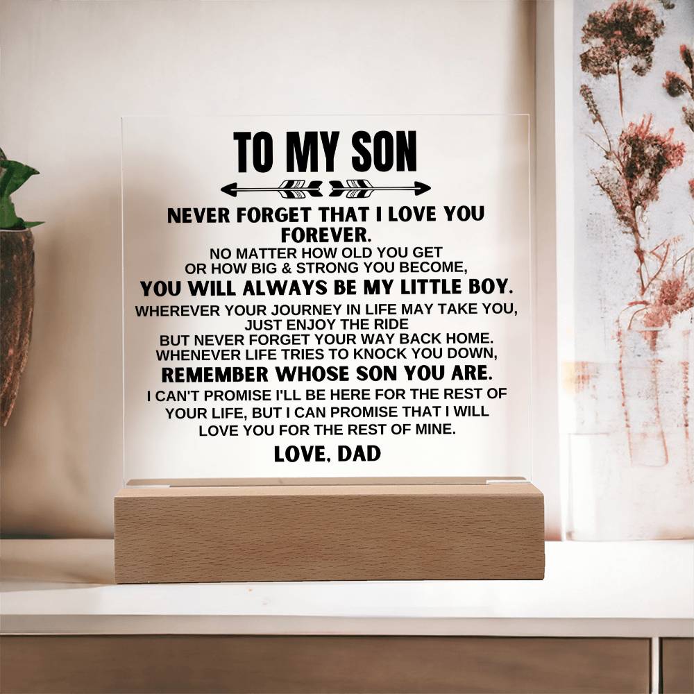 To My Son - Always Be My Little Boy - Acrylic Square Plaque